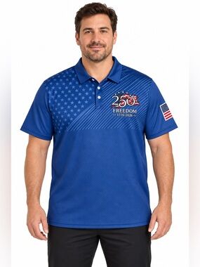 Brand new, Men’s USA 250th Anniversary Polo Shirt – Blue, Size 2XL